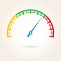 Speedometer icon or sign with arrow. Colorful Infographic gauge element. Vector illustration Royalty Free Stock Photo